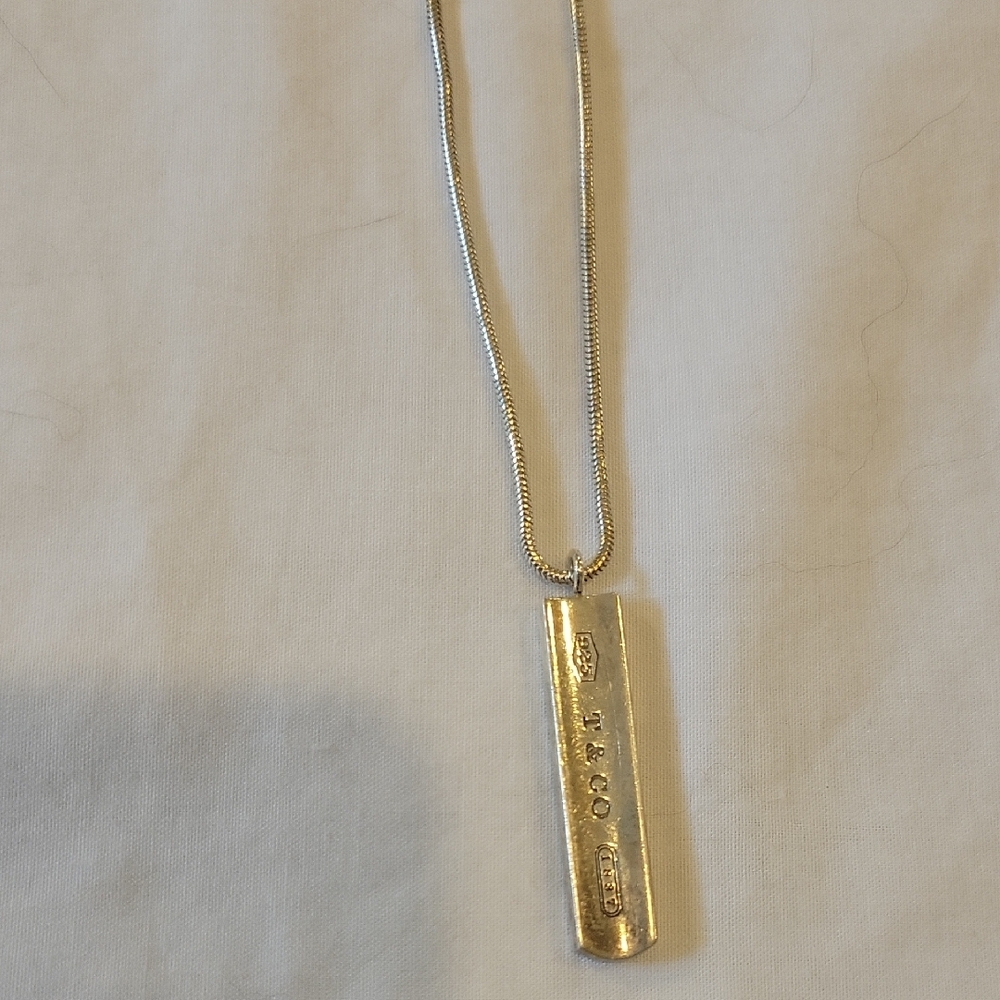 Tiffany Silver Bar Pendant Necklace - Picture 3 of 3